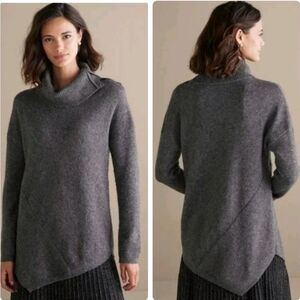 NWT Soft Surroundings Gray Knit Wool Blend Cowl Neck Maxine Sweater